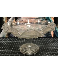 Vintage Ruffled Glass Fruit Bowl Candy Dish Footed