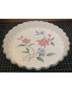 Vintage Briar Rose Floral Casserole Quiche Baking Dish