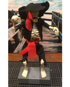 Vintage Animated Pirate Skeleton Sculpture Figurine Halloween Decor