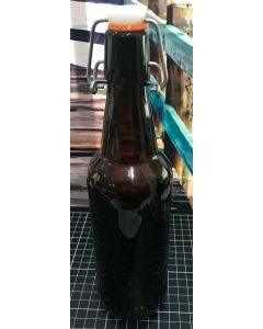 Vintage Brown Glass Beer Bottle with Plastic Cork and Seal EMPTY