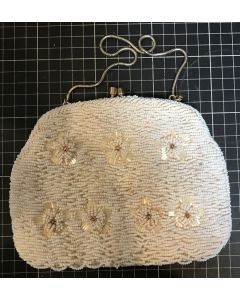 Vintage White Beaded Clutch Evening Bag Purse