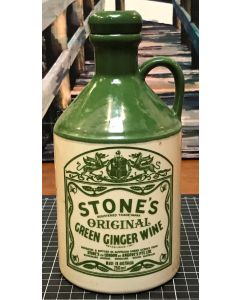 Vintage Pottery Stones Green Ginger Wine Ceramic Jug Bottle Decanter