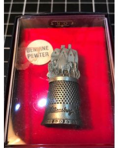 Vintage Collectable Genuine Pewter Williamsburg Virginia FORT Thimble Souvenir