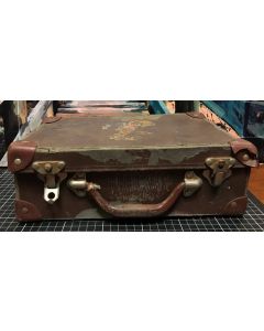 Vintage Brown Tin Travel Suitcase Storage Box