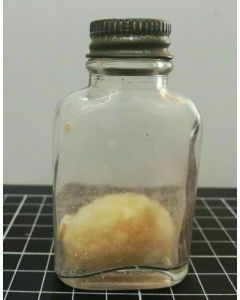 ANTIQUE SMALL CLEAR GLASS MEDICINE BOTTLE WITH CAP M 914 GM