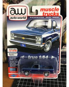 Auto World Muscle Trucks 1984 Chevy Silverado 10 Fleetside 1/18798 1:64 Blue