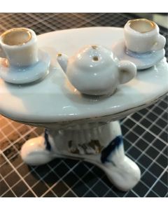 Vintage Ceramic Porcelain Doll House Tea Set in Table Figurine