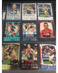 Lot of 9 Official AFL 2009-2011 Trading Cards - Geelong Cats, Fremantle Dockers