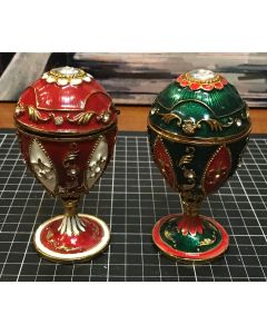 Vintage Lot of Easter Egg Shape Decorated Figurine Trinket Keepsake Jewelry Box