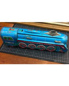 Locomotive International Express Train Friction Tin Litho Toy 16”