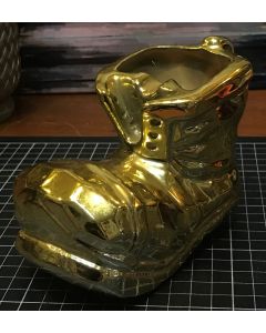 Vintage Gold Tone Boot Shoe Shaped Planter Vase Home Decor