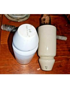 Lot of 2 Vintage White & Beige Ceramic Electrical Insulator Made in China