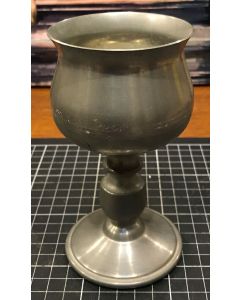 Vintage Artisan Chalice Pewter Wine Goblet Plain Design Flared Lip Shaped Stem