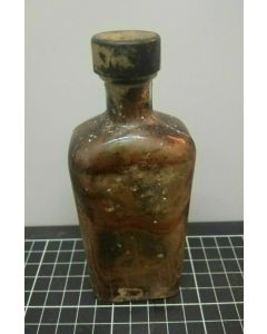 Vintage Amber Glass Bottle with Cap