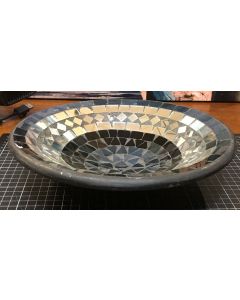 Vintage Pottery Glass Mosaic Trinket Bowl Candy Dish