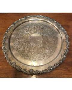 Vintage Old English Silver Round Serving Tray