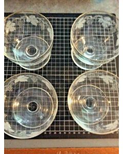 Lot of 4 Vintage Crystal Glass Wine with Grape Design