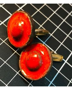 Vintage Pair of Red Hat Design Cufflinks