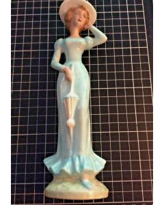 Vintage Collectible Porcelain Fancy Lady With Umbrella Figurine Statue