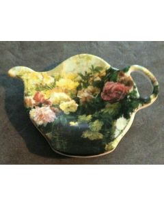 Floral Teabag Holder Tea Pot Shape Melamine Ashdene of Australia Collectible