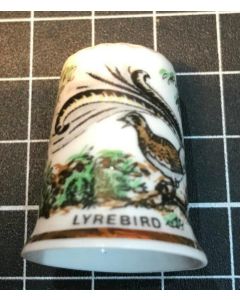 Vintage Pan Arts Collectable English Bone China Sydney Thimble LYREBIRD No.17