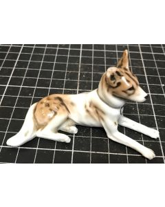 Vintage Ceramic Glossy Glaze Laying Down Dog Figurine (One Ear Broken)