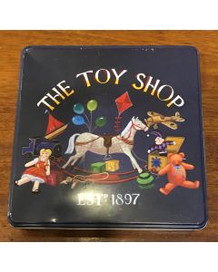 Vintage The Toy Shop Square Tin Can Storage Box