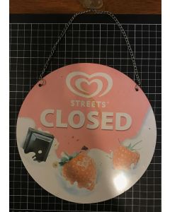 Vintage Selecta Ice Cream Round Open/Closed Store Door Hanging Sign