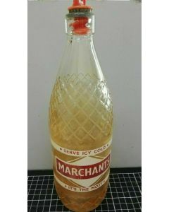Vintage MARCHANTS 30oz Soft Drinks Bottle Ceramic Label Screw Top Seal Melbourne