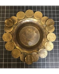 Vintage 1967 Mexican Coin Ashtray Mid Century Home Bar Decor