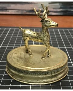 Vintage Gold Tone Tin Plate Mason Jar Lid with Elk Design