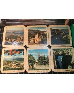 Lot of 6 Vintage Cork Coasters Tasmania, Australia's Tourist Spots