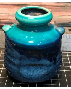 Vintage Blue Glazed Porcelain Pen Holder