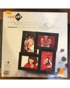 Unigift Metallicus 4 in 1 Black Metal Photo Collage Frame with Stand NEW