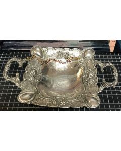 Vintage Silver Serving Bowl Candy Dish with Handles Footed