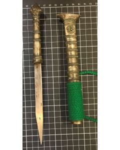 Vintage Brass Tone Asian Style Knife with Sheath