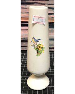 Vintage Kaye Mid Century Ceramic Bud Vase with Bird Design Footed