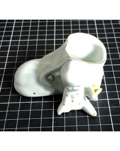 Vintage White Baby and Newborn Shoes Figurine Pen Holder Baptism Souvenir