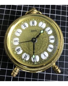 Vintage Wehrle Wind-up Alarm Clock Gold Tone Made in Germany