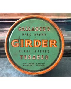 RARE Vintage Gallaher's Dark Brown Girder Rubbed Tobacco Tin - 2oz - England