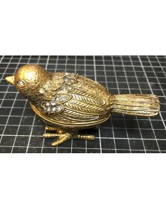 Vintage Small Gold Tone Bejewelled Magnetic Bird Trinket Box