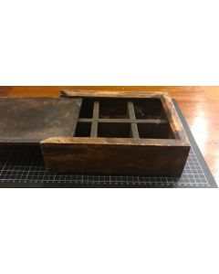 Vintage Wooden Box with Sliding Lid and Cube Compartments - Classic Antique Char