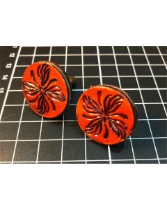 Vintage Pair of Red Flower Jewelry Cufflinks