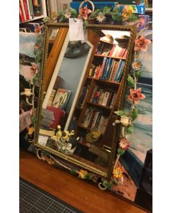 Elegant Vintage Mirror with Metal Flower Accents and Candlestick Holders